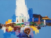 Syed Tanveer Shams, 15 x 21 Inch, Acrylic on Paper, Cityscape Painting, AC-STS-001